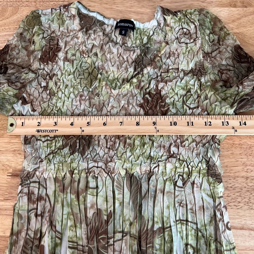Komarov Crinkle Asymmetric Floral Print Tunic Long Sleeve Blouse Size Small - Picture 8 of 9